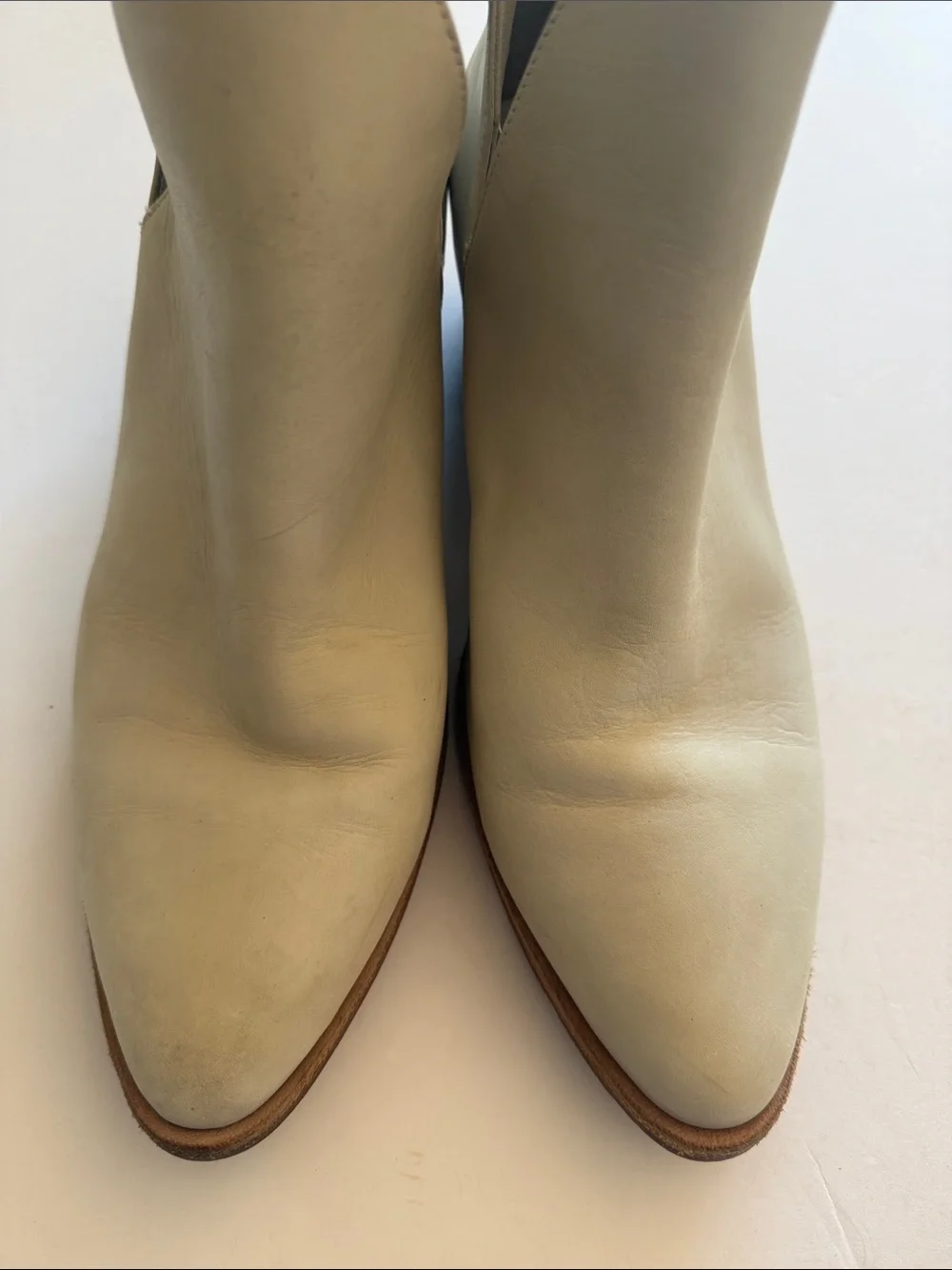 Free People Charm Double-V Cream Leather Ankle Booties size 41